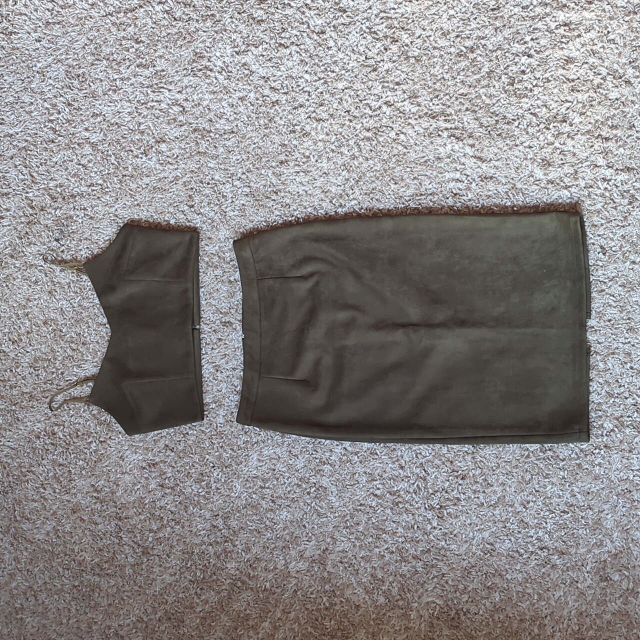 Forest Green Pencil Skirt And Crop Top Set
